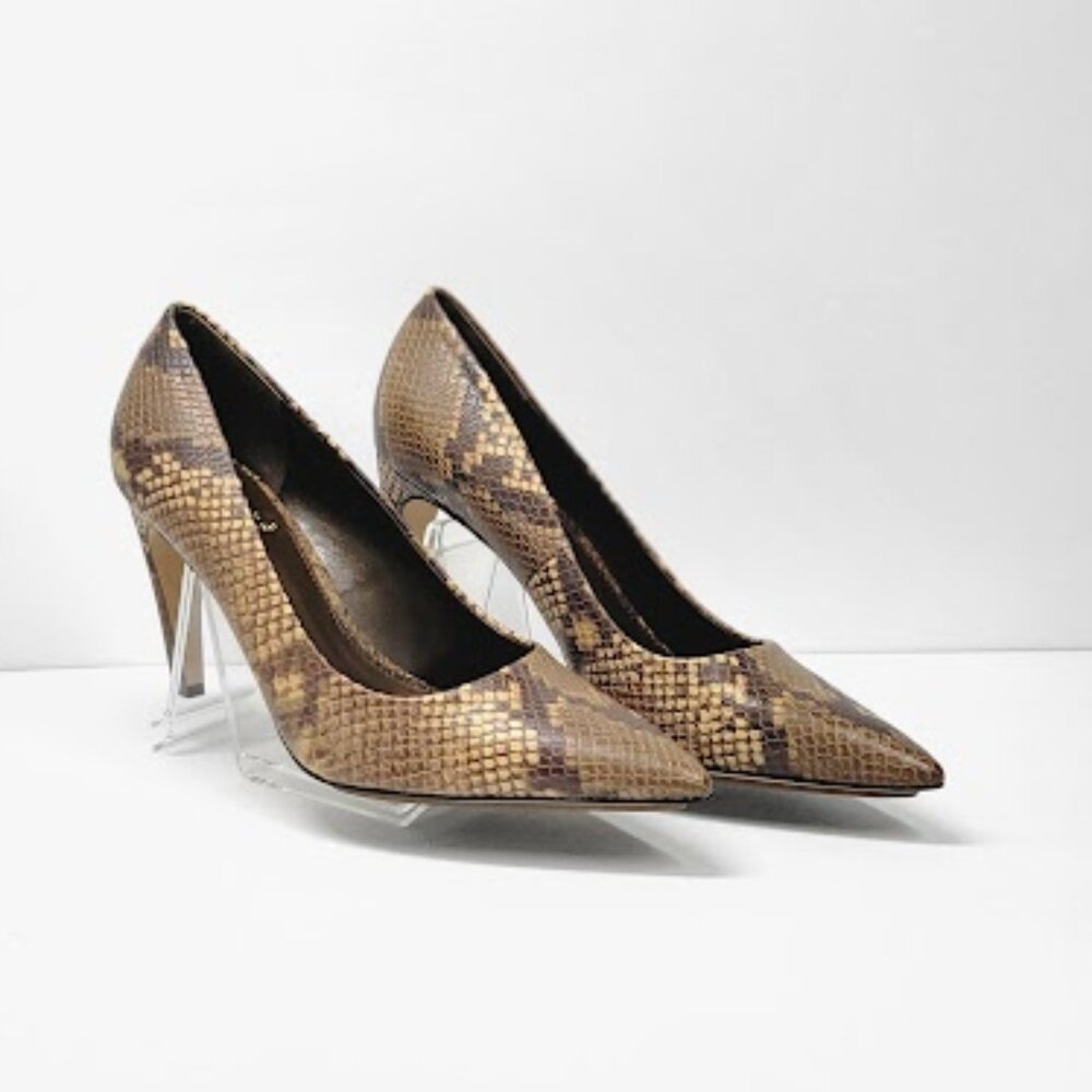 VINCE CAMUTO WOMEN'S brislana pointed toe pump sneak print leather Sz 8.5 NEW